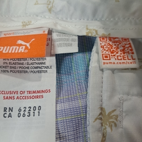 3 FOR 12 SALE Puma Golf Shorts 8 Blue Purple White Plaid Dry Cell Stretch Chino - Picture 8 of 13